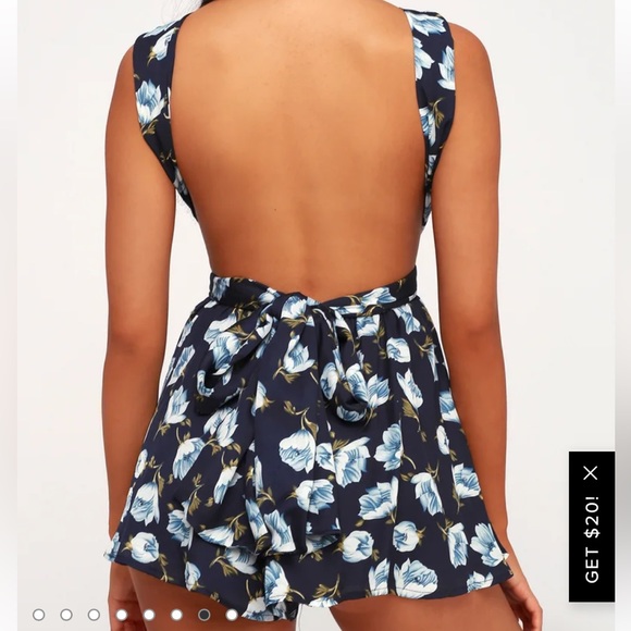 Lulus Elevated energy navy blue floral print convertible romper - Picture 5 of 12